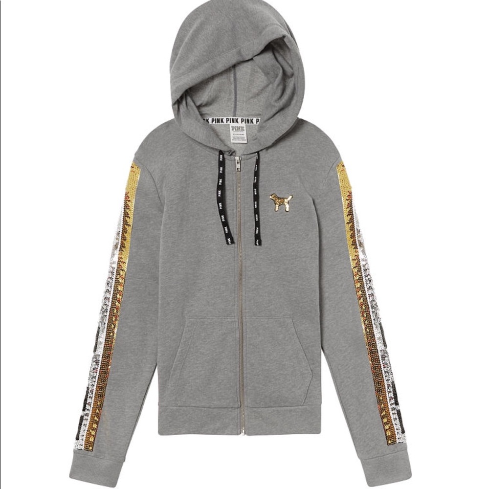 🍭 NIP Sequin Bling Perfect Full Zip in Gray - Picture 3 of 5